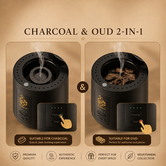 2-in-1 Electric Charcoal & Oud Incense Burner, Rechargeable Bakhoor Burner